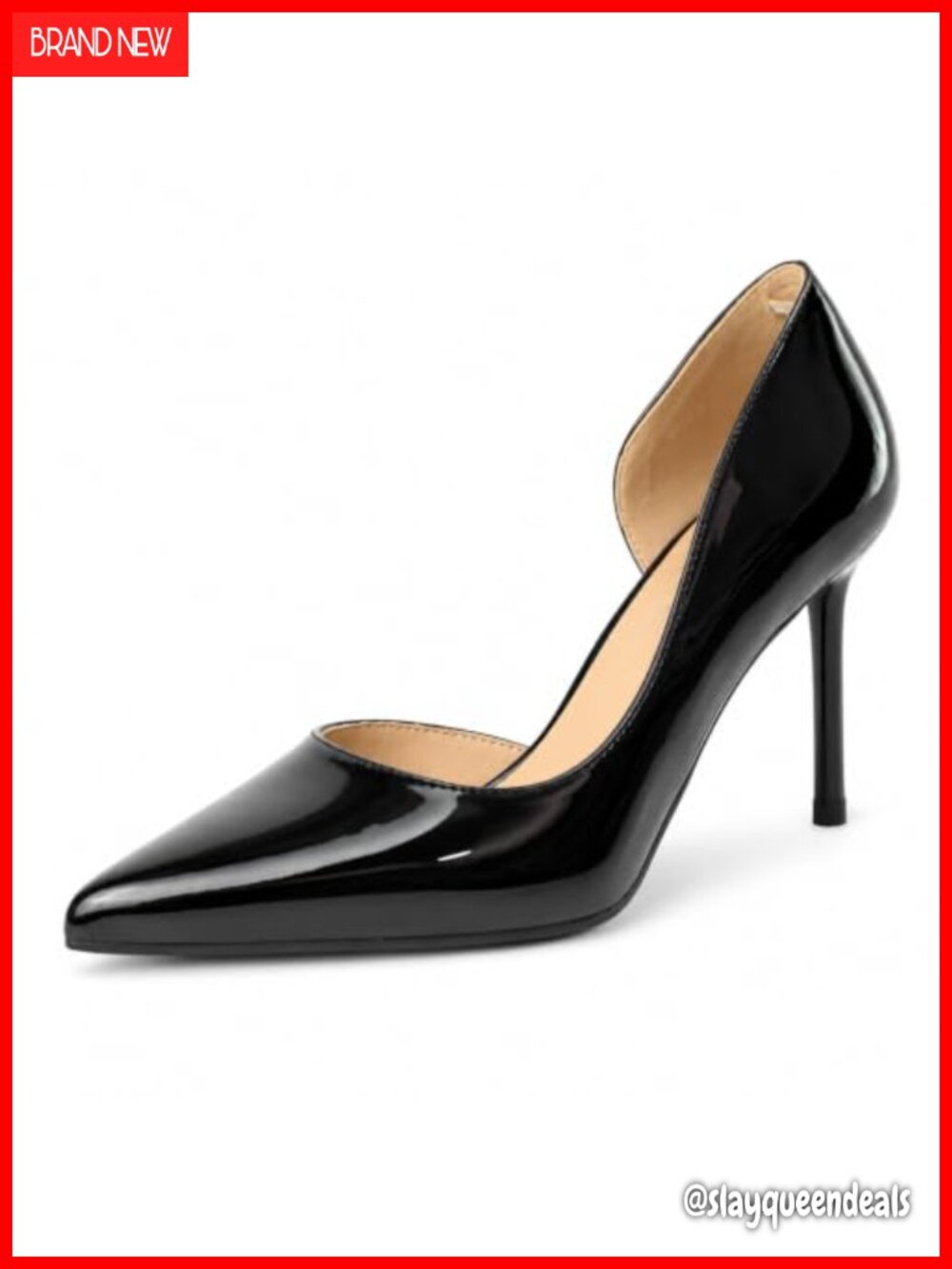 D'Orsay Pumps Pointed Toe Stiletto Heels 3.3 Inch Faux Leather Slip On Dress